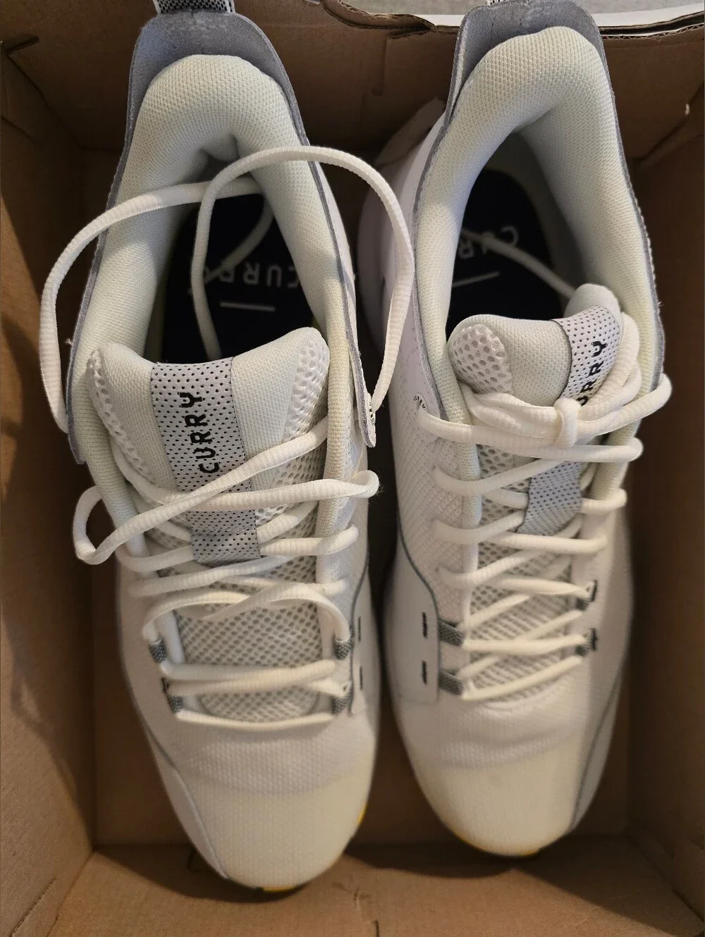 Under Armour Men's Curry 3Z5 Basketball Sneakers Size 12 White Yellow Gray Shoes